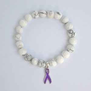 Cystic Fibrosis/Alzheimer's Disease/Domestic Violence Purple Beaded Bracelet